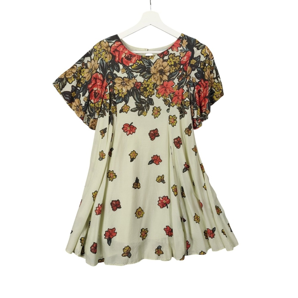 Kimchi Blue Womens Boho Cottagecore‎ Floral Open Back Mini Dress XS Cream Multi